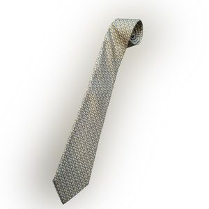 😎 Battistoni gold/blue 100% Italian silk neck tie in excellent condition